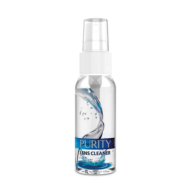 Clear lens cleaner bottle