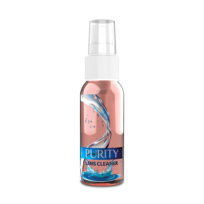 Pink lens cleaner bottle