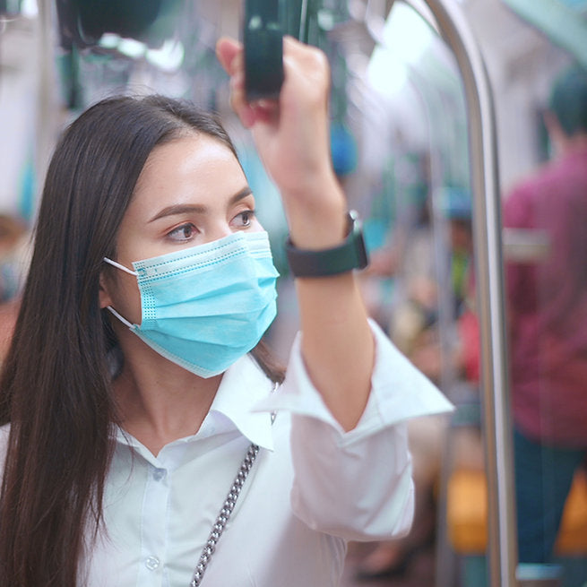 Blue disposable face mask
