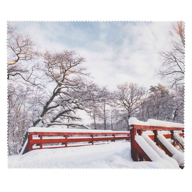 Snow-clad bridge microfiber lens cleaning cloth