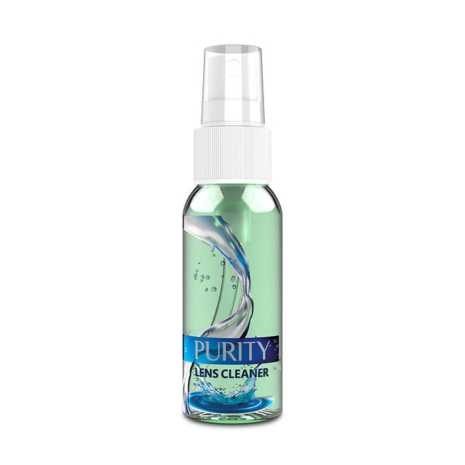 Green lens cleaner bottle