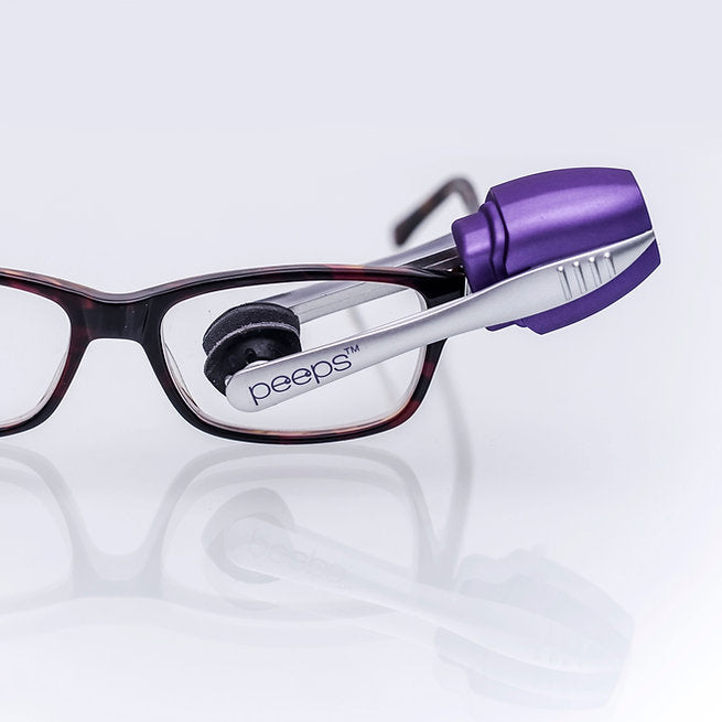 Rubberized lavender peeps lens cleaner