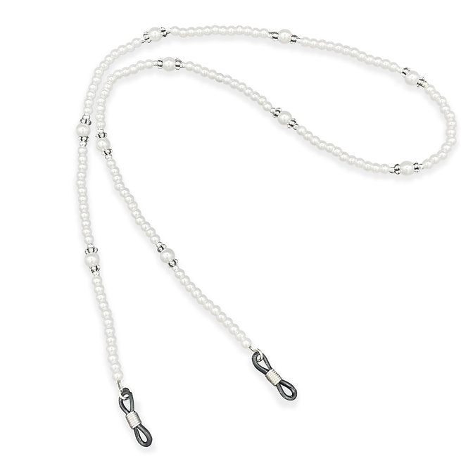 White beaded eyeglass chain