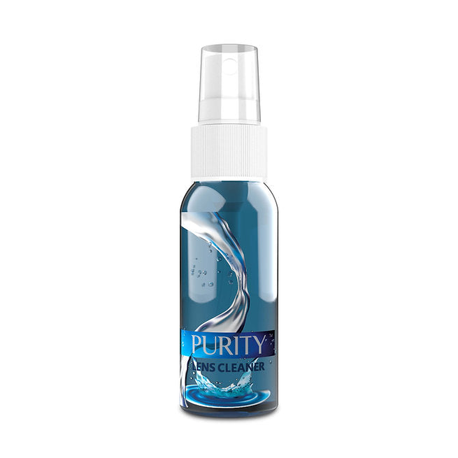 Blue lens cleaner bottle