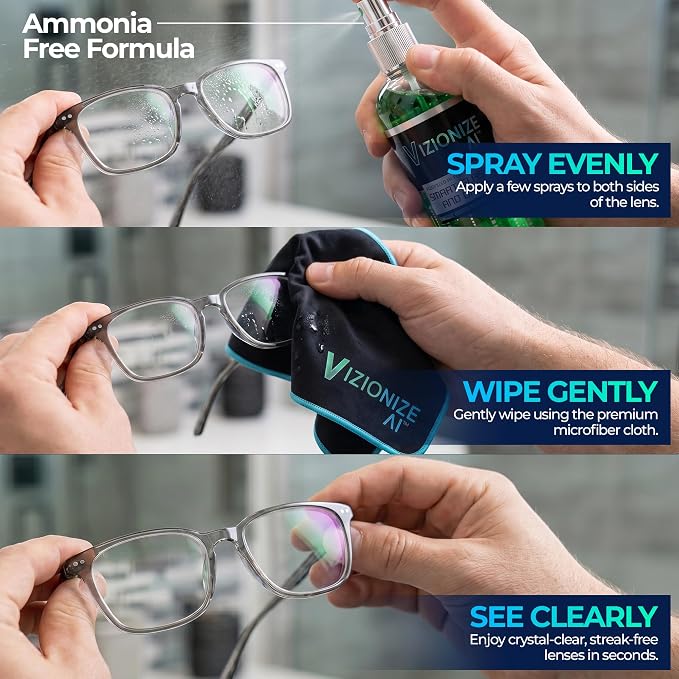 Eyeglass Cleaner - AI-Driven Chemistry Scratch-Resistant | Streak-Free Eyeglass Cleaner for AR Glasses, Camera Lenses & Casual Eyewear
