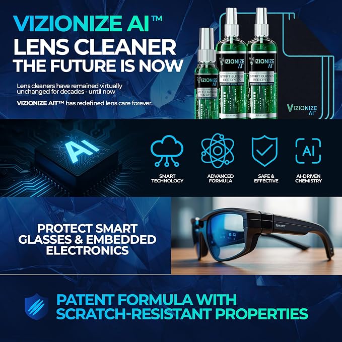 Eyeglass Cleaner - AI-Driven Chemistry Scratch-Resistant | Streak-Free Eyeglass Cleaner for AR Glasses, Camera Lenses & Casual Eyewear