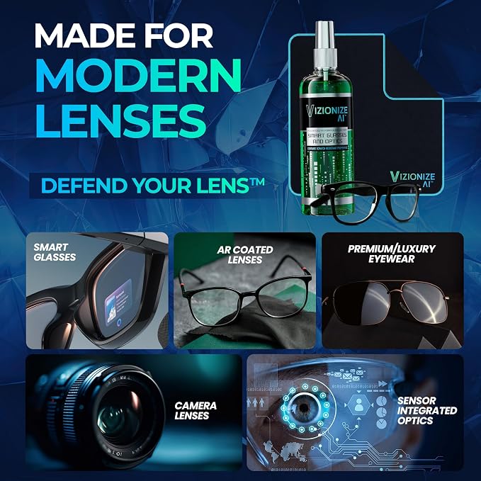Eyeglass Cleaner - AI-Driven Chemistry Scratch-Resistant | Streak-Free Eyeglass Cleaner for AR Glasses, Camera Lenses & Casual Eyewear