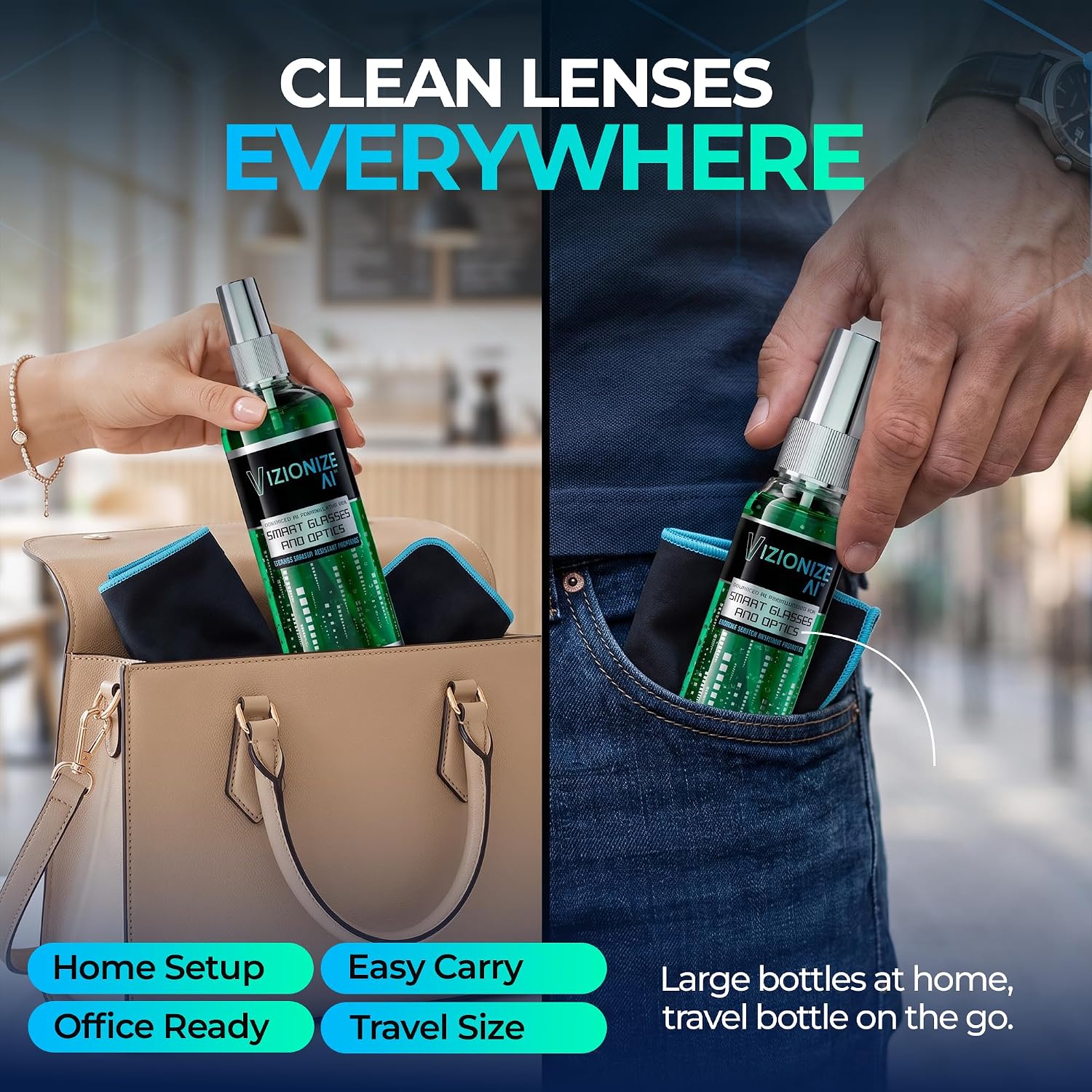 Eyeglass Cleaner - AI-Driven Chemistry Scratch-Resistant | Streak-Free Eyeglass Cleaner for AR Glasses, Camera Lenses & Casual Eyewear