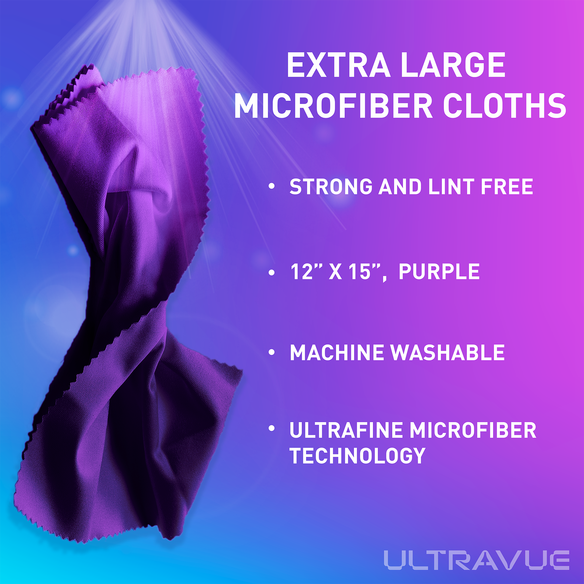 Ultravue Microfiber Cloths - 3 Pack - purple