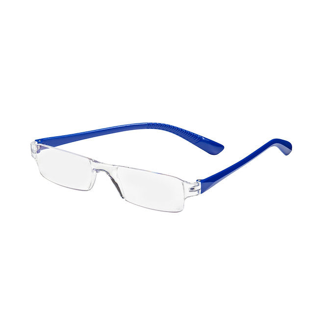 Blue light blocking glasses with navy temples