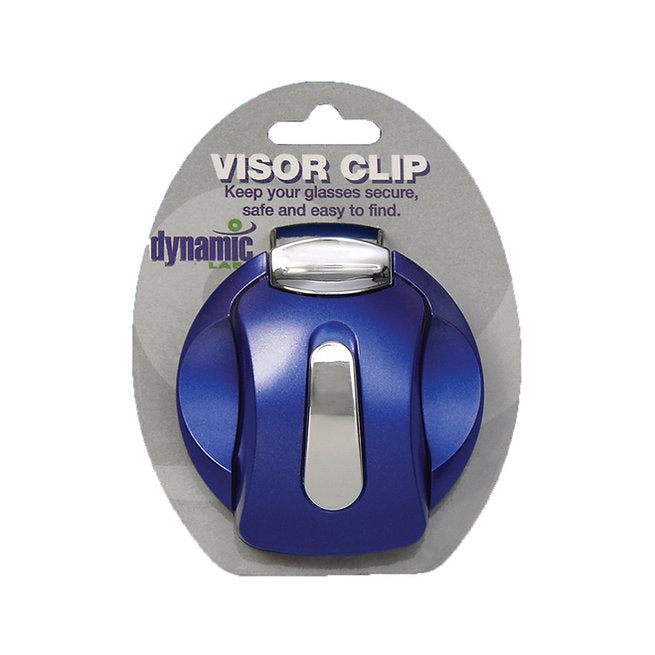 Blue visor clip for eyeglasses