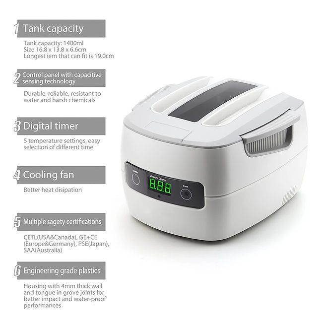Ultrasonic cleaner features