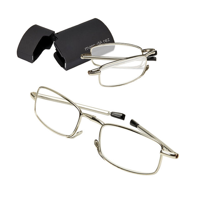 Silver foldable reading glasses