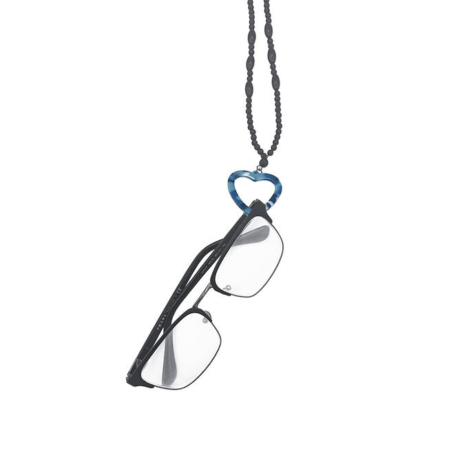 Eyeglass necklace hanger with heart charm