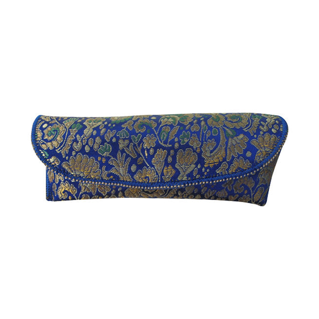 Eyeglass case with blue Chinese paisley