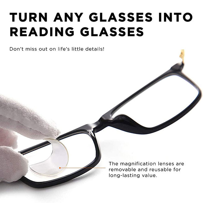 Reusable magnifying adhesive reading lens stickers