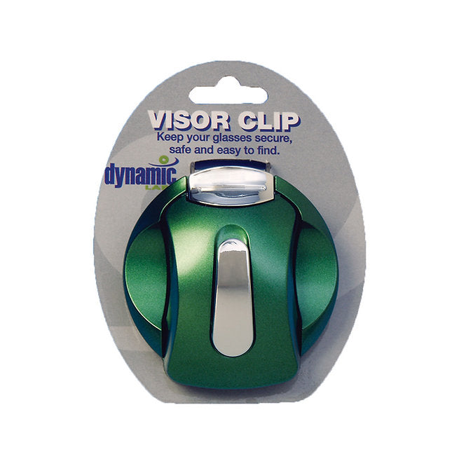 Green visor clip for eyeglasses